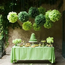 13Pcs Green Tissue Pom-Pom Decoration Set, Tissue Flower Hanging Paper Flower Decoration Wedding, Birthday, Party Decoration