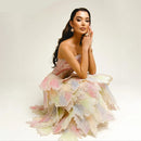 Pastel Rainbow Prom Dresses Strapless Evening Dress Layered Dress