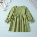 Toddler Baby Girls Autumn Dresses Cotton Kids Long Sleeve Dresses for Girl Solid Party Dress Children Costumes