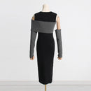 Off Shoulder Irregular Knitted Dress Autumn Winter Elegant Club Party Long Dresses