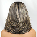 7x5 Lace Black With Blonde Highlights Face-framing Layers Wavy Bob Human Hair Wig