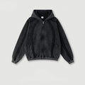 Black hoodie with a brand logo on a light gray background, Obroi
