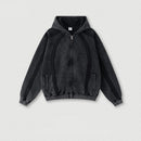 Black hoodie with a brand logo on a light gray background, Obroi