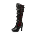 Women Platform Boots Heel Mid Calf Boots  Knot Goth Gothic Shoes Botas