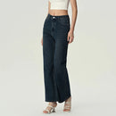 Retro Blue Flared Denim Trousers For Women Loose High Waist Jeans Basic Pants
