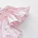 Baby Girls Smocked Pink Rompers Children Embroidered Spanish Jumpsuit Princess