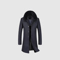 Wool Men Trench Overcoats Male Woolen Blends Outerwear Rabbit Fur Collar Long Winter Plus