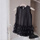 Spanish Baby Girl Black Boutique Toddler Summer Sleeveless Ruffle Frocks Child O Neck Dresses Kids Evening Party Clothes
