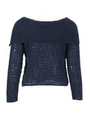 Cardigan Sweater for Women Slash Neck Long Sleeve Patchwork Knitted Tops Female