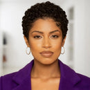 Woman wearing a purple blazer with a blurred background, Obroi
