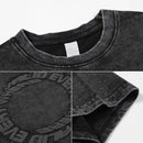 American Vintage Washed Cotton Circle Letter Male Female Lovers Student Casual Retro Men T-shirt