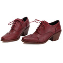 Loafers Shoes For Women Block Heels Lace-up Pumps Footwear Office Shoes Ladies