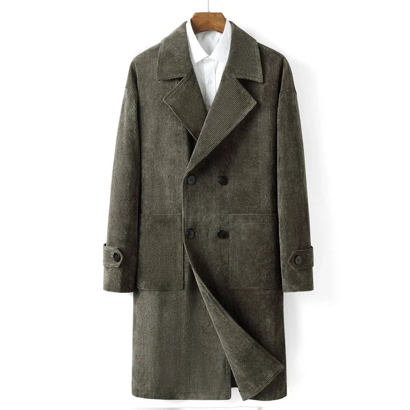 Trench Coat Men's Clothing Spring Autumn Double Breasted Slim Mid Long Coats for Men Casual Jackets