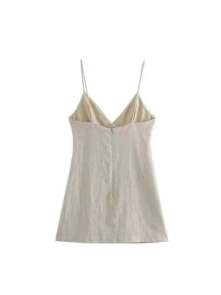 Women Chic Mini Dress Thin Straps Summer Female Dresses