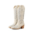 Western Women Knee-high Boots Floral Boots Retro Shoes