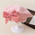 Autumn Winter Baby Girls Warm Bowknot Knitted Hats Children Beret Beanie Kids Bonnet For 2-8Years