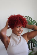 Burg Red Short Pixie Cut Afro Kinky Curly Bob Human Hair Wigs For Women Hair Wigs