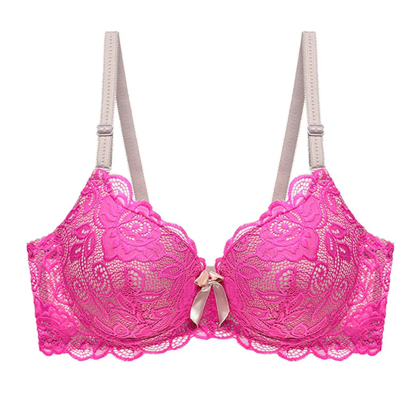 Women's Sexy Lace Underwire Bra Lightly Padded Plunge Push up Cup Bra