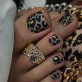 24PCS Black Press on Toe Nails Elegant Ins False Toenails Spice Girl Full Cover Wearable Simple Nail Set
