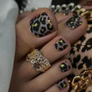 24PCS Black Press on Toe Nails Elegant Ins False Toenails Spice Girl Full Cover Wearable Simple Nail Set
