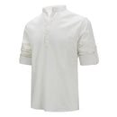 Spring Summer Men Linen Shirts Casual Lightweight Henley Neck Hawaiian Beach Shirts