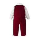 Boys' Red Dress Suit – Elegant Velvet Birthday, Wedding & Party Outfit