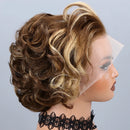 P4/27 Highlight Pixie Cut Wigs Human Hair Short Curly Brown Blonde Gradient Lace Front Pre Plucked Bleached Knots Natural Look