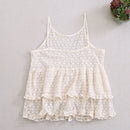 Girl See Through Mesh Lace Embroidery Camis Women Spring Summer Ruffles Casual Tank Tops