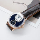 Men Retro Rose Gold Mechanical Automatic Watch Starry Sky Design 24-Hour Display Leather Strap Miyota Movement SCM-S
