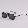 Black sunglasses with dark lenses on a light gray background, Obroi