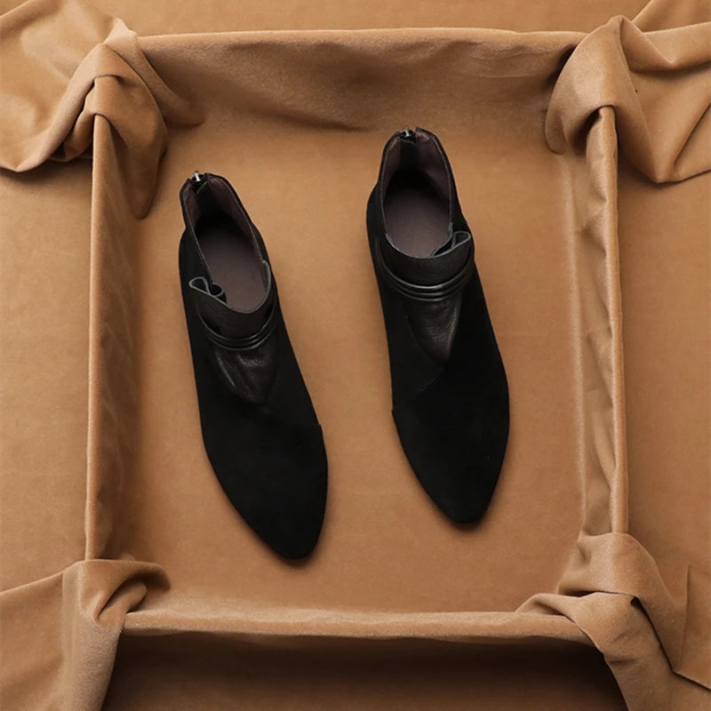 Women Ankle Boots Pointed Toe Thick Heel Women Short Female Boots