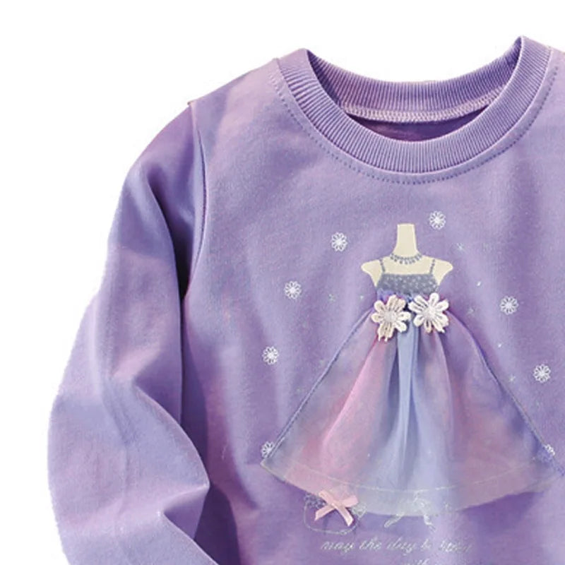 Baby Girls Autumn Tops Purple Children Sweatshirt Casual Clothes for Kids