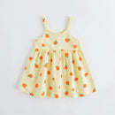 Girls Summer Fruit Bubble Cotton Suspender Dresses