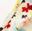 Floral Dress Women V Back Lacing Up Bow Waist A-line Short Tank Dresses Summer