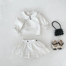 Spring and Autumn Girls Beautiful Top Skirt and Pants Set Pure Cotton Two Piece Set