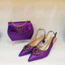 Rhinestone Shoes and Bag Set for Women Italian Design Pointed Toe Shoes and Bags Set for Party