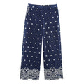 Floral Embroidery Wide Leg Pants Women High Waist Casual Loose Summer Trousers