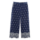 Floral Embroidery Wide Leg Pants Women High Waist Casual Loose Summer Trousers