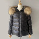 Women's Down Jacket Winter Thicken Warm White Duck Down Coat With Real Fur Collar Ladies Hooded Jacket