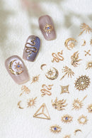 Gold Silver Stars Nail Stickers for Nail Decoation Decals Bronzing Stars Moon Totem DIY Supplies