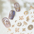 Gold Silver Stars Nail Stickers for Nail Decoation Decals Bronzing Stars Moon Totem DIY Supplies