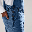 Men's Solid Denim Bib Overalls Casual Denim Jumpsuit Male Suspender Long Pants