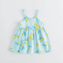 Girls Summer Fruit Bubble Cotton Suspender Dresses
