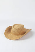 Brown straw cowboy hat on a light gray background, Obroi