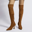Women Over The Knee Boots Winter Suede Pointed Toe Elastic Slim High Heel Boots Women