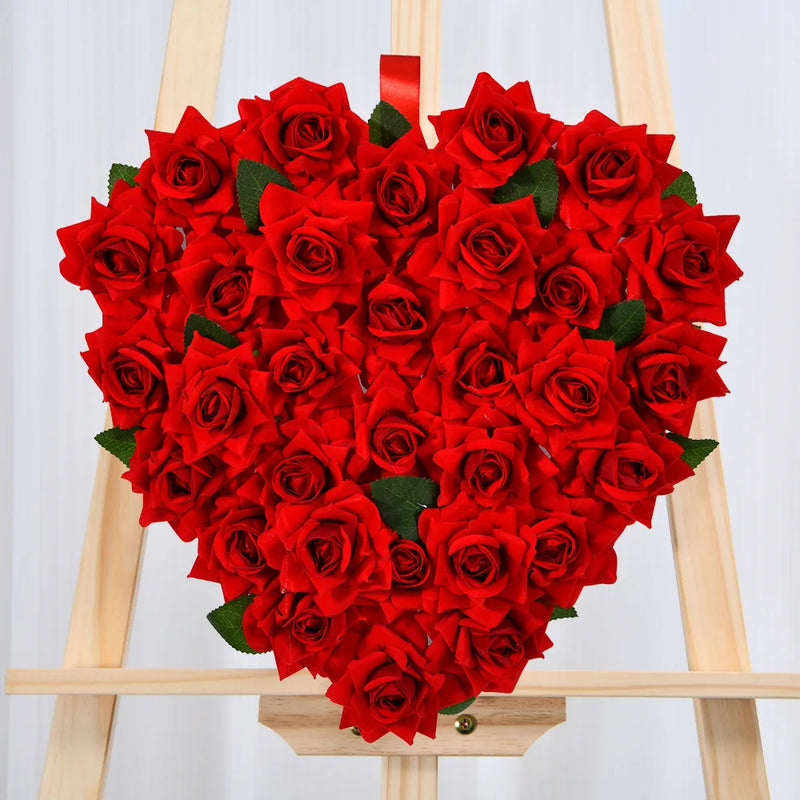 Valentines Day Wreath for Front Door Pink Roses with Bow Tie Berry Wreaths Decor