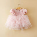 Baby Girl Princess Flower Dress Short Puff Sleeve Infant Toddler Child Tulle Birthday Wedding Baby Clothes 1-10Y