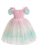 Pastel-colored dress with gradient effect on a white background, Obroi
