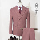 Elegant man suit for wedding peach Slim Fit Double Breasted Multiple buttons Casual Business man 2 piece outfit set