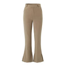 Women's Slit Bell-Bottomed Pants Stylish Simply Spring Zipper High-waisted Slim-Fit Trousers Female